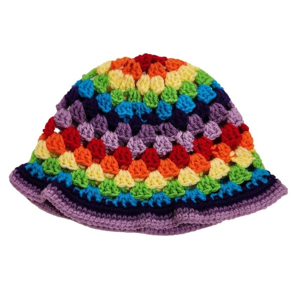 Bucket Hat multicolor granny handknit bright colorful rainbow - Picture 4 of 7